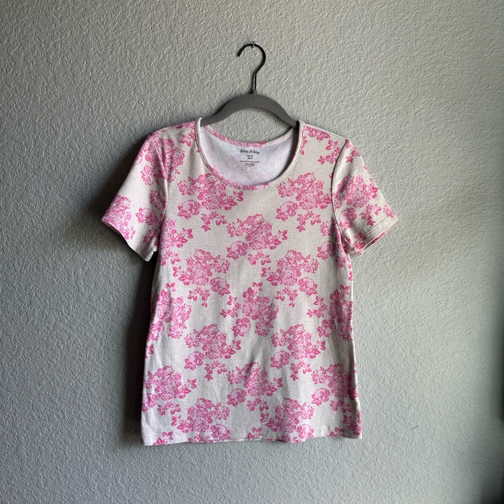 💖White Stag Pink and Tan Floral Short Sleeve T-shirt
